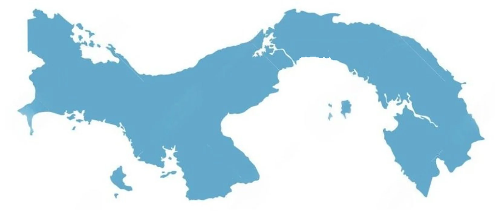Mapa de Panamá con los lugares más representativos: Bocas del Toro, Boquete, Boca Chica, Coiba, Santa Catalina, Pedasí, El Valle, Ciudad de Panamá, Portobelo, San Blas, Las Perlas, Darién